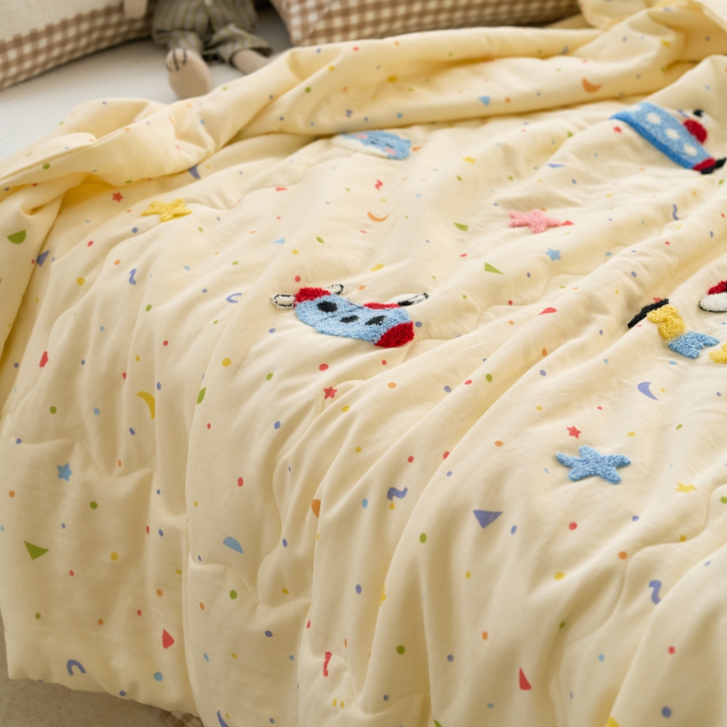 91家纺网 家纺一手货源 找家纺 洋铭区（原狠狠爱） 2025新款双层纱毛巾绣夏被夏凉被空调被 海洋公园