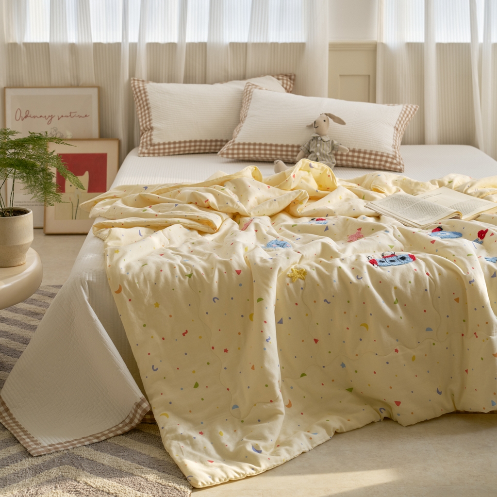 91家纺网 家纺一手货源 找家纺 洋铭区（原狠狠爱） 2025新款双层纱毛巾绣夏被夏凉被空调被 海洋公园