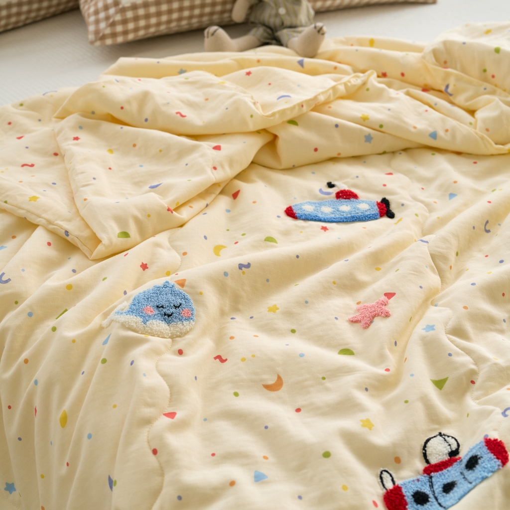 91家纺网 家纺一手货源 找家纺 洋铭区（原狠狠爱） 2025新款双层纱毛巾绣夏被夏凉被空调被 海洋公园