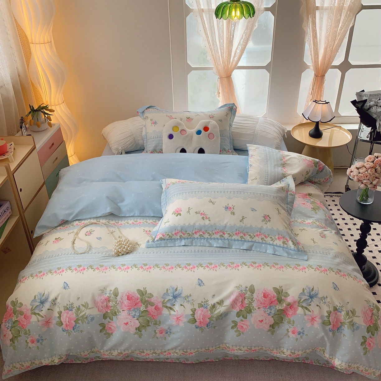 莱豫家纺 2025新款亲肤舒适小清新印花全棉纯棉四件套-第二批 澜庭花漾