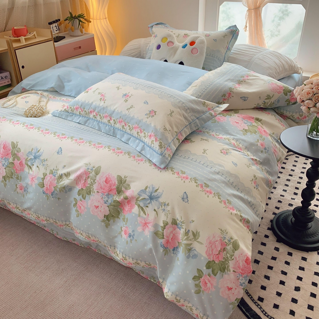 91家纺网 家纺一手货源 找家纺 莱豫家纺 2025新款亲肤舒适小清新印花全棉纯棉四件套-第二批 澜庭花漾