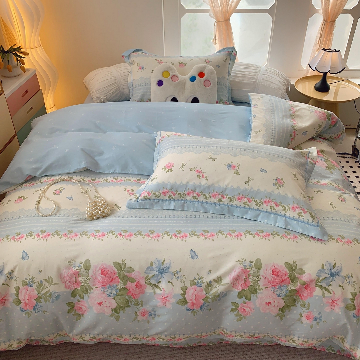 91家纺网 家纺一手货源 找家纺 莱豫家纺 2025新款亲肤舒适小清新印花全棉纯棉四件套-第二批 澜庭花漾