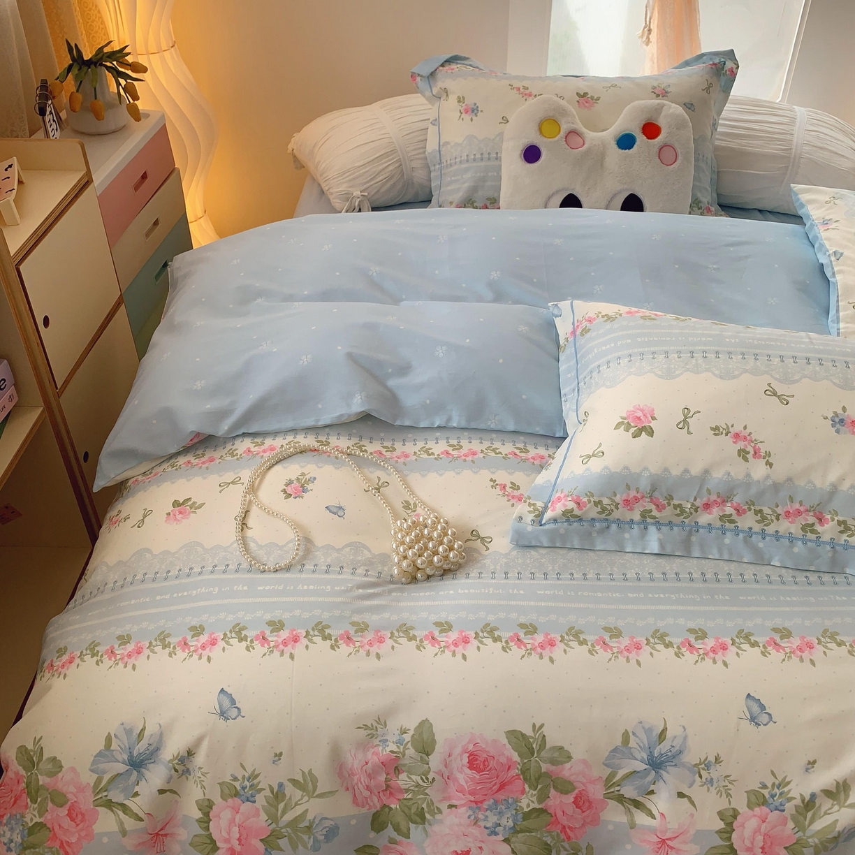 91家纺网 家纺一手货源 找家纺 莱豫家纺 2025新款亲肤舒适小清新印花全棉纯棉四件套-第二批 澜庭花漾