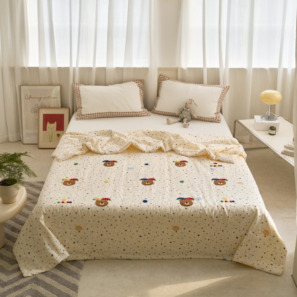 洋铭区（原狠狠爱） 2025新款双层纱毛巾绣夏被夏凉被空调被 嘻哈小熊