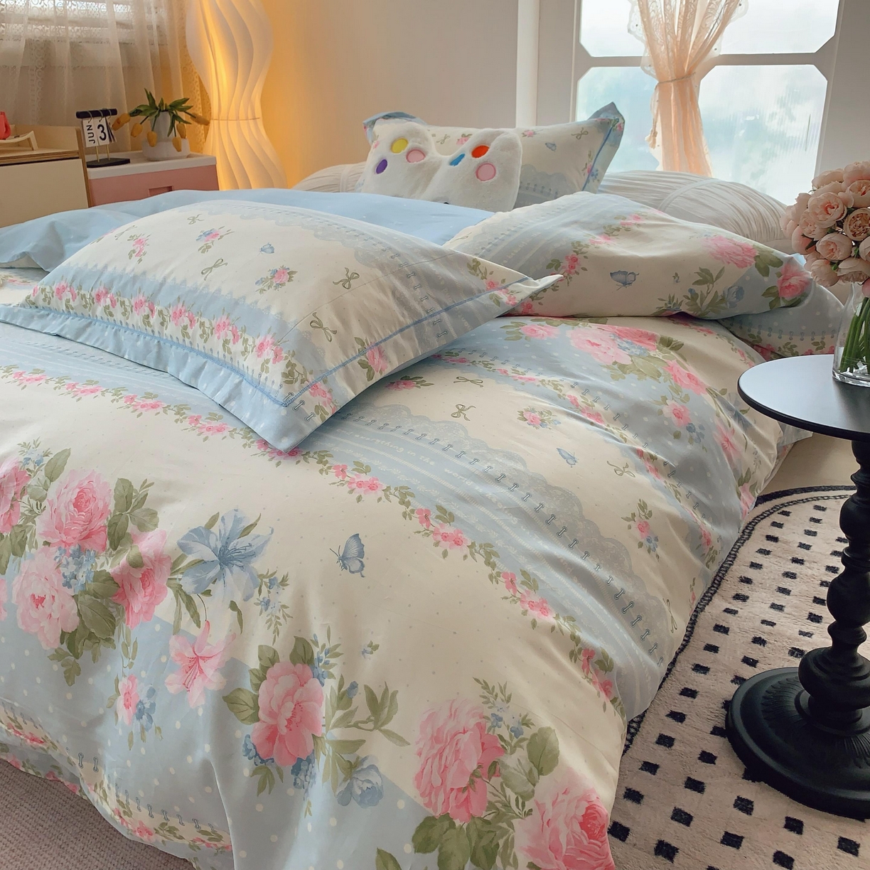 91家纺网 家纺一手货源 找家纺 莱豫家纺 2025新款亲肤舒适小清新印花全棉纯棉四件套-第二批 澜庭花漾