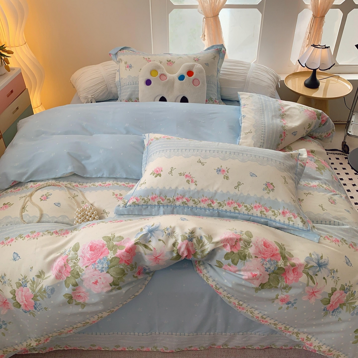 91家纺网 家纺一手货源 找家纺 莱豫家纺 2025新款亲肤舒适小清新印花全棉纯棉四件套-第二批 澜庭花漾