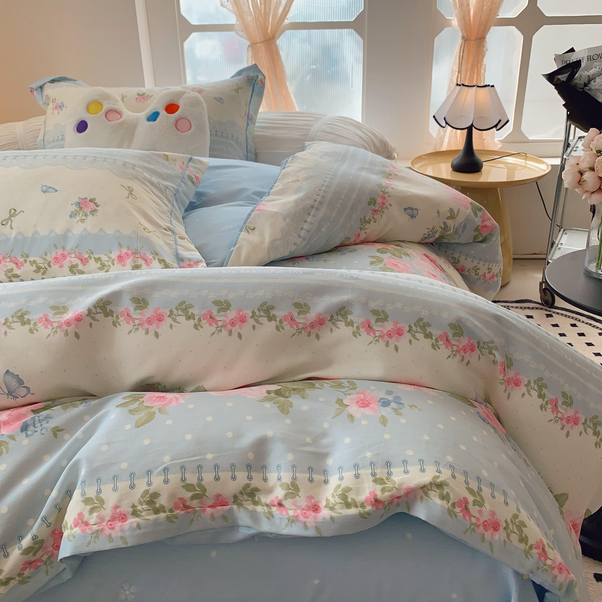 91家纺网 家纺一手货源 找家纺 莱豫家纺 2025新款亲肤舒适小清新印花全棉纯棉四件套-第二批 澜庭花漾