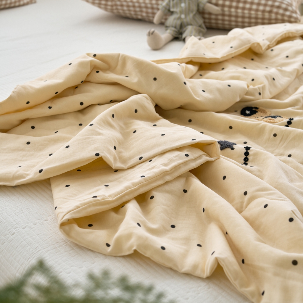 91家纺网 家纺一手货源 找家纺 洋铭区（原狠狠爱） 2025新款双层纱毛巾绣夏被夏凉被空调被 童话熊