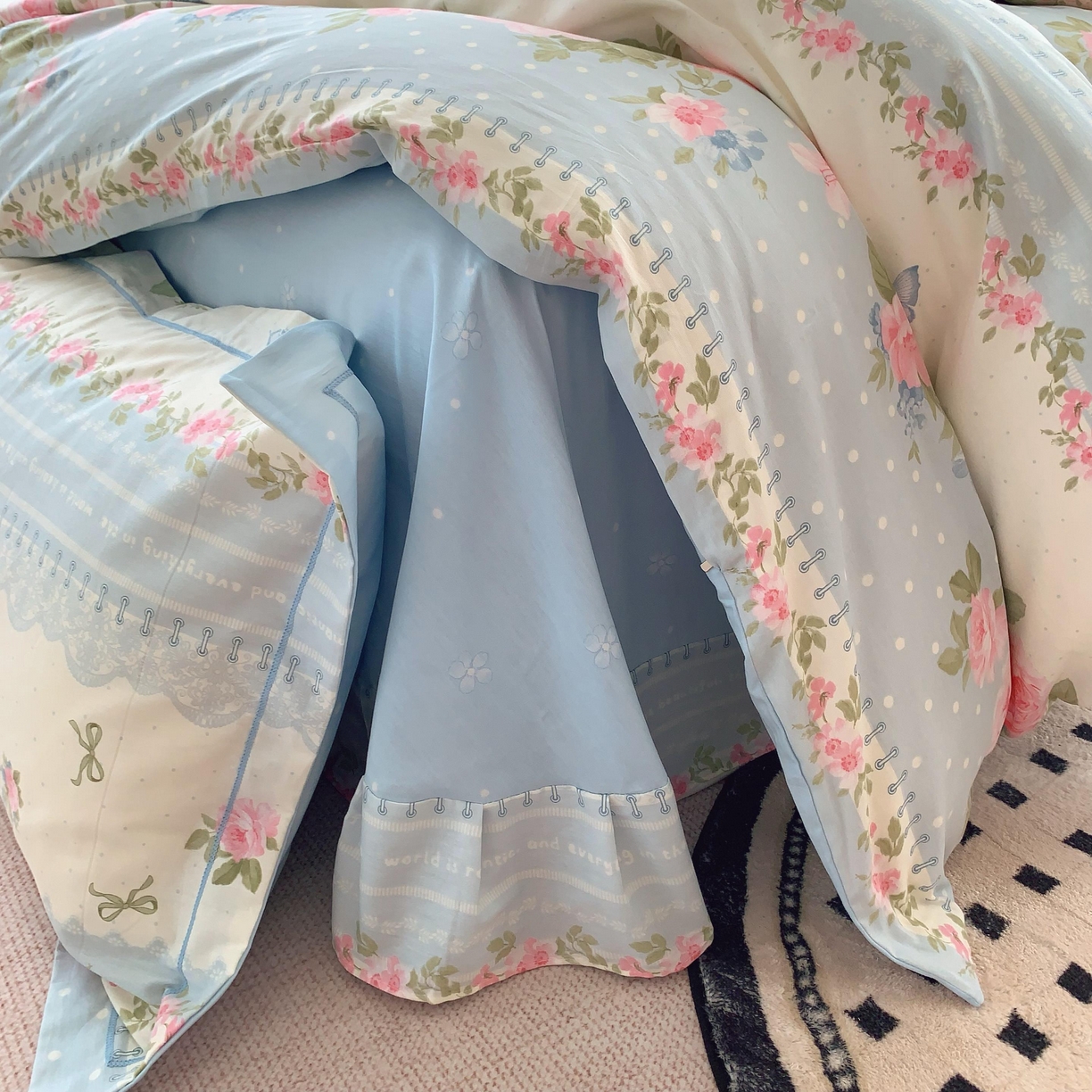 91家纺网 家纺一手货源 找家纺 莱豫家纺 2025新款亲肤舒适小清新印花全棉纯棉四件套-第二批 澜庭花漾