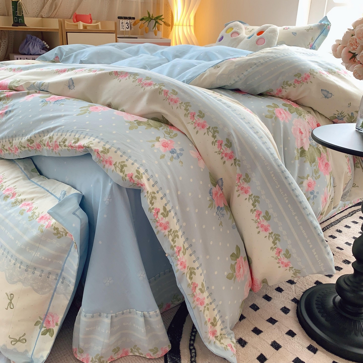 91家纺网 家纺一手货源 找家纺 莱豫家纺 2025新款亲肤舒适小清新印花全棉纯棉四件套-第二批 澜庭花漾