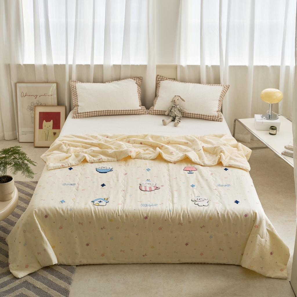 洋铭区（原狠狠爱） 2025新款双层纱毛巾绣夏被夏凉被空调被 晚安兔