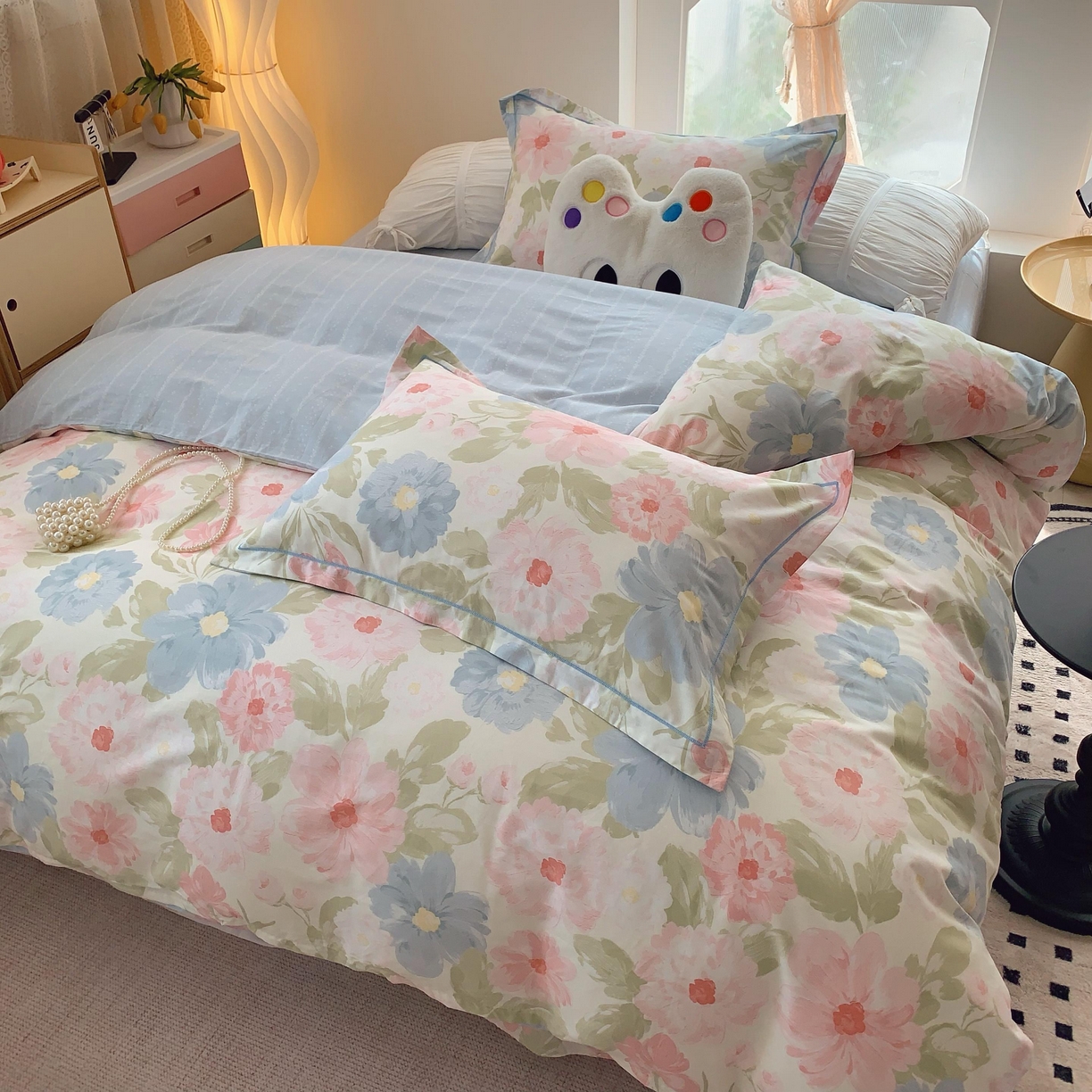 91家纺网 家纺一手货源 找家纺 莱豫家纺 2025新款亲肤舒适小清新印花全棉纯棉四件套-第二批 魅影