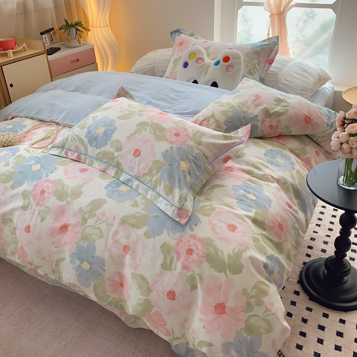 91家纺网 家纺一手货源 找家纺 莱豫家纺 2025新款亲肤舒适小清新印花全棉纯棉四件套-第二批 魅影