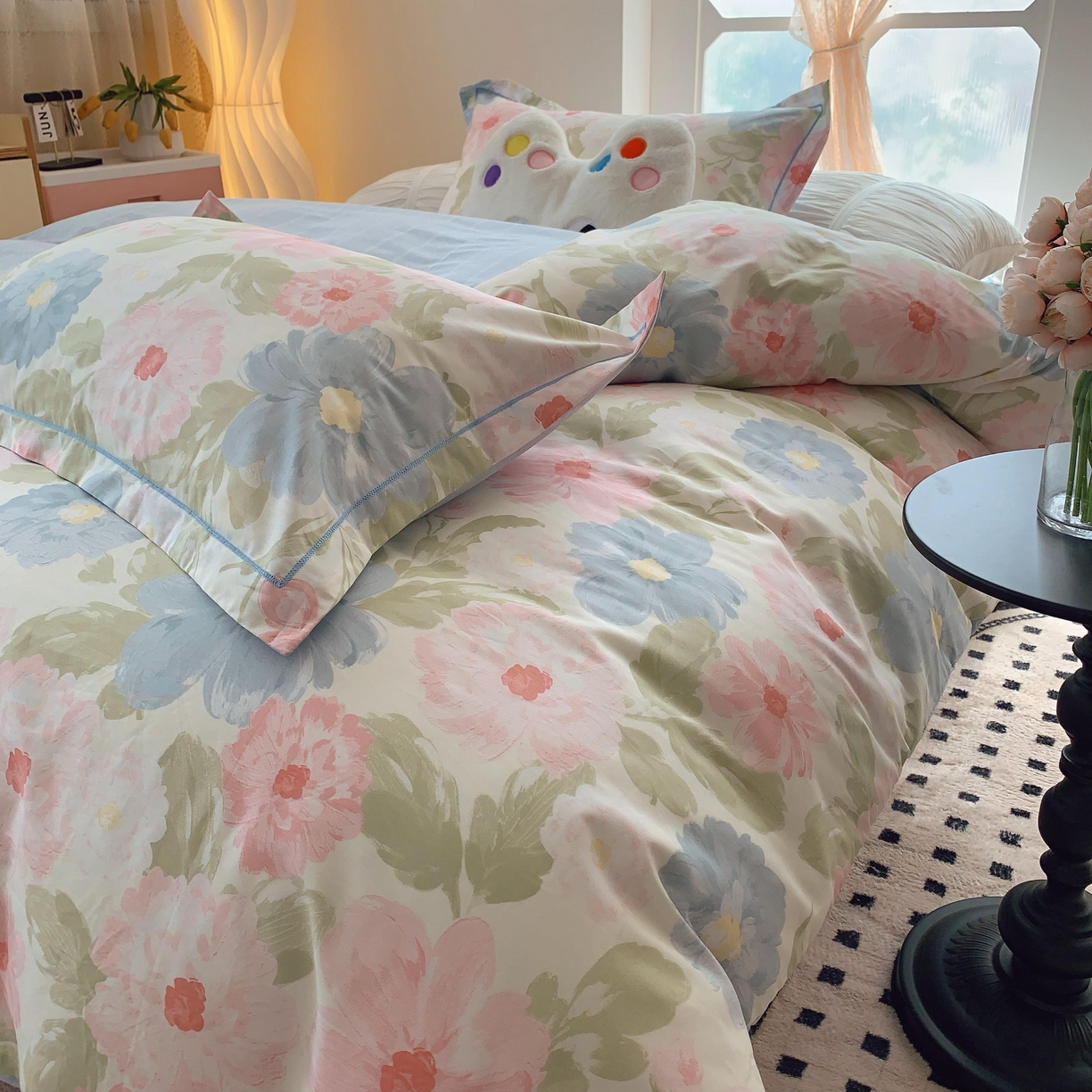 91家纺网 家纺一手货源 找家纺 莱豫家纺 2025新款亲肤舒适小清新印花全棉纯棉四件套-第二批 魅影