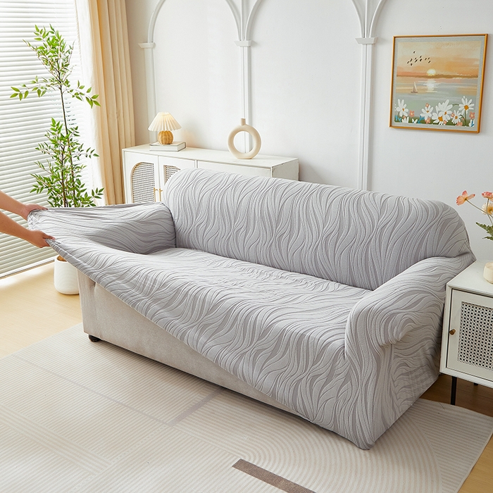 91家纺网 家纺一手货源 找家纺 （总）共鸣沙发套 2025春夏新款水波纹弹力提花全包万能沙发套单沙发套全包款