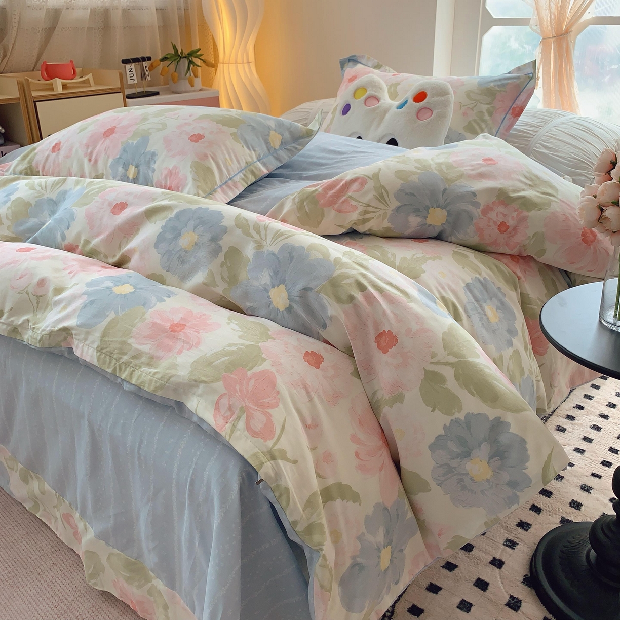 91家纺网 家纺一手货源 找家纺 莱豫家纺 2025新款亲肤舒适小清新印花全棉纯棉四件套-第二批 魅影