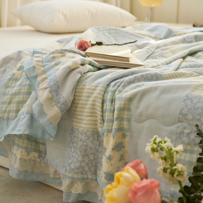 91家纺网 家纺一手货源 找家纺 （总）洋铭区（原狠狠爱） 2025新款A类双层纱双层花边款系列夏被夏凉被空调被