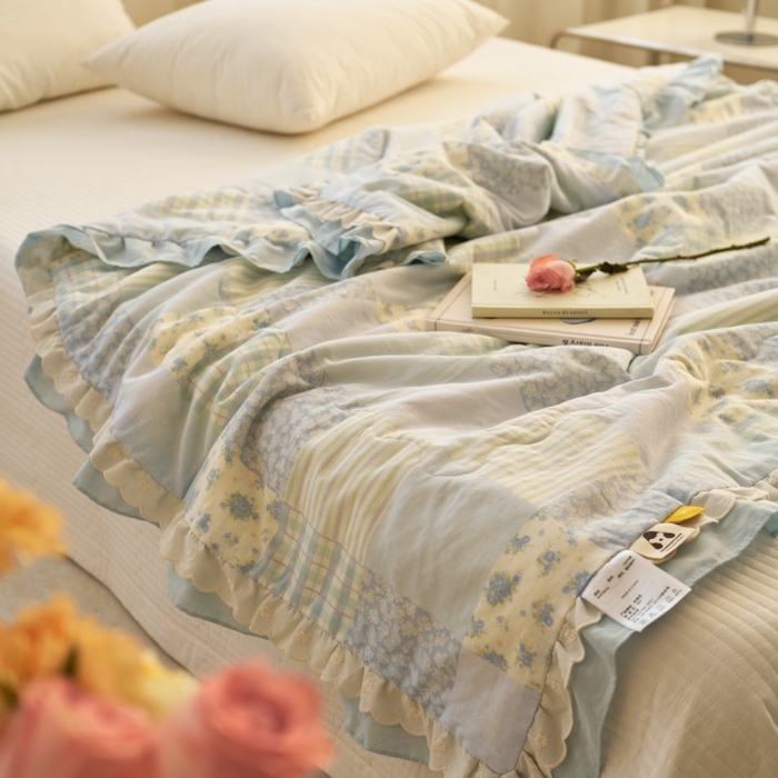 91家纺网 家纺一手货源 找家纺 （总）洋铭区（原狠狠爱） 2025新款A类双层纱双层花边款系列夏被夏凉被空调被