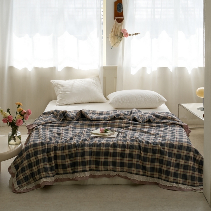 91家纺网 家纺一手货源 找家纺 （总）洋铭区（原狠狠爱） 2025新款A类双层纱双层花边款系列夏被夏凉被空调被