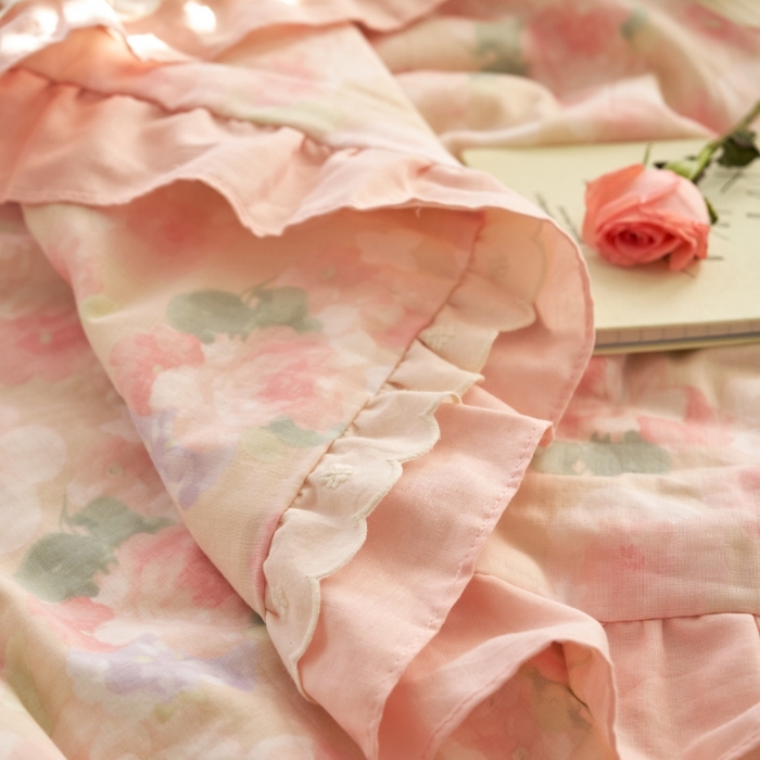 91家纺网 家纺一手货源 找家纺 洋铭区（原狠狠爱） 2025新款A类双层纱双层花边款系列夏被夏凉被空调被 牡丹仙子