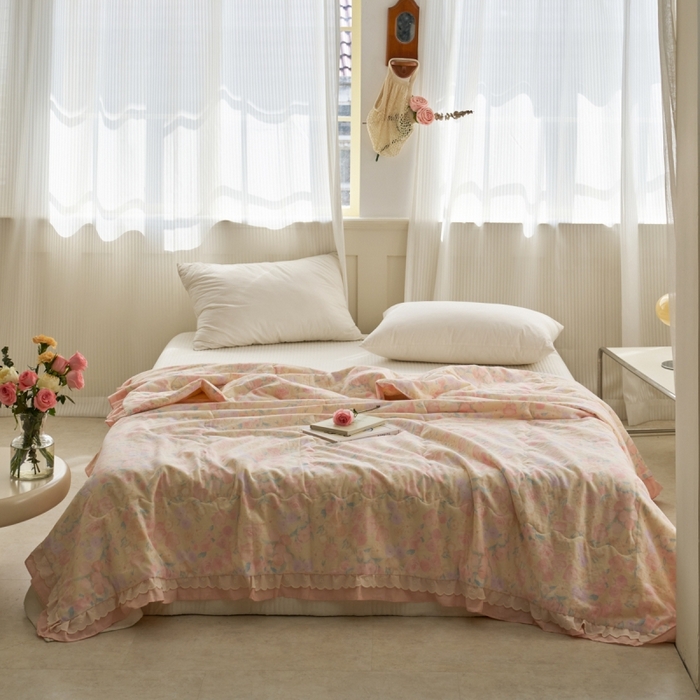 91家纺网 家纺一手货源 找家纺 （总）洋铭区（原狠狠爱） 2025新款A类双层纱双层花边款系列夏被夏凉被空调被