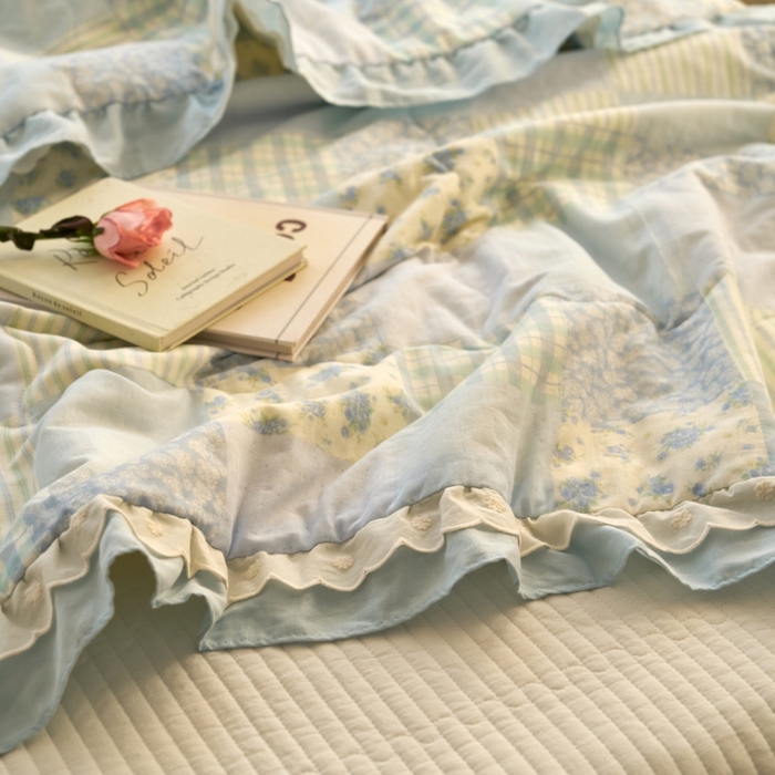 91家纺网 家纺一手货源 找家纺 （总）洋铭区（原狠狠爱） 2025新款A类双层纱双层花边款系列夏被夏凉被空调被