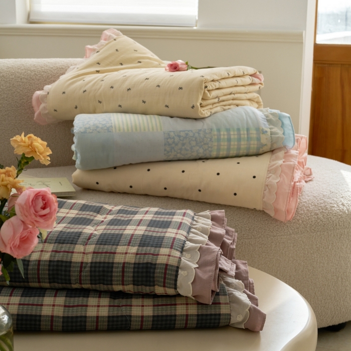 洋铭区（原狠狠爱） 2025新款A类双层纱双层花边款系列夏被夏凉被空调被 叠拍图