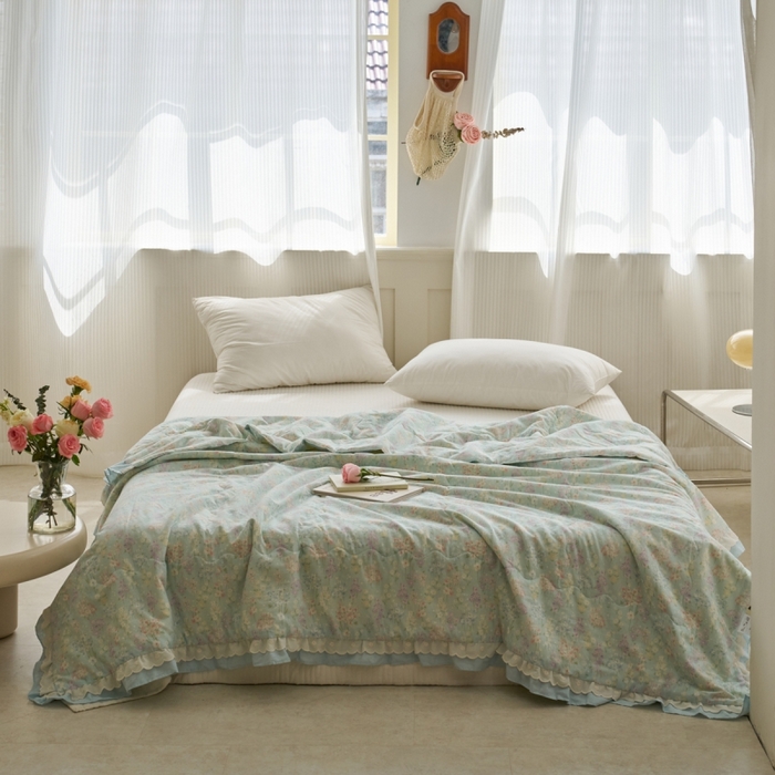 洋铭区（原狠狠爱） 2025新款A类双层纱双层花边款系列夏被夏凉被空调被 小米兰花