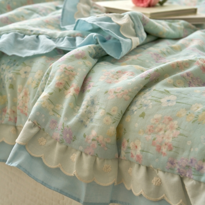 91家纺网 家纺一手货源 找家纺 洋铭区（原狠狠爱） 2025新款A类双层纱双层花边款系列夏被夏凉被空调被 小米兰花