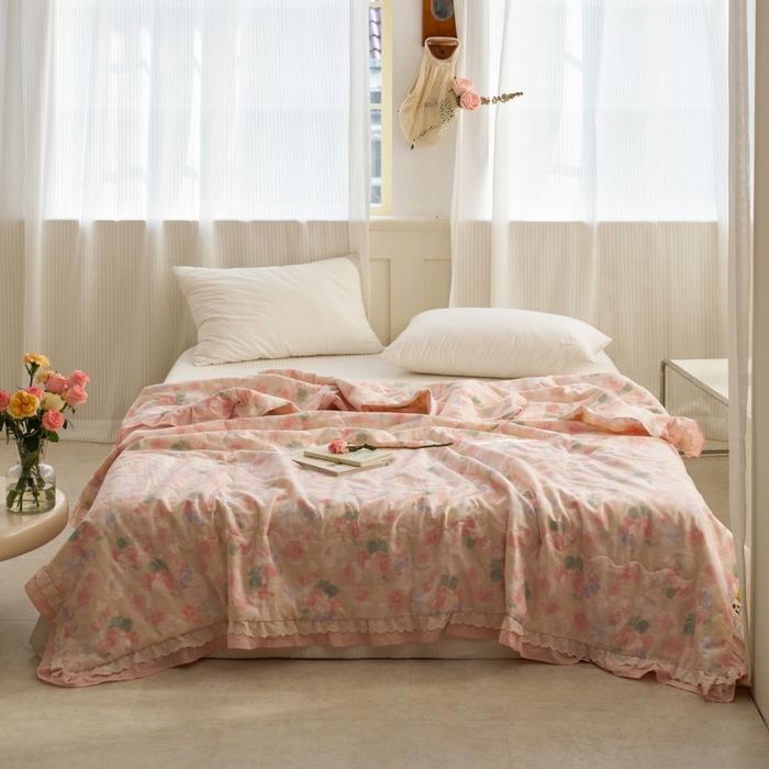 91家纺网 家纺一手货源 找家纺 （总）洋铭区（原狠狠爱） 2025新款A类双层纱双层花边款系列夏被夏凉被空调被