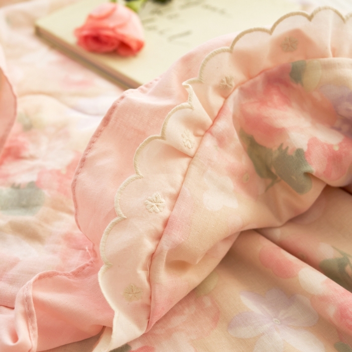 91家纺网 家纺一手货源 找家纺 洋铭区（原狠狠爱） 2025新款A类双层纱双层花边款系列夏被夏凉被空调被 牡丹仙子