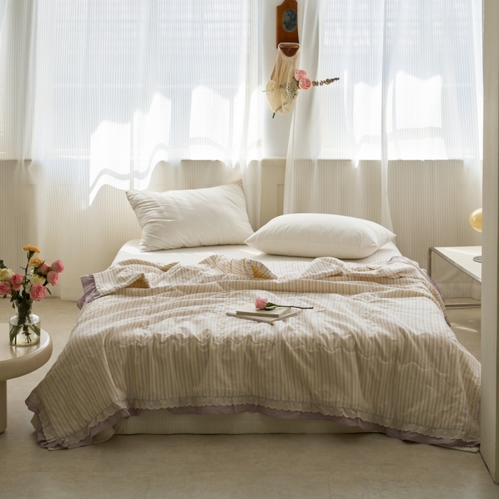 91家纺网 家纺一手货源 找家纺 （总）洋铭区（原狠狠爱） 2025新款A类双层纱双层花边款系列夏被夏凉被空调被