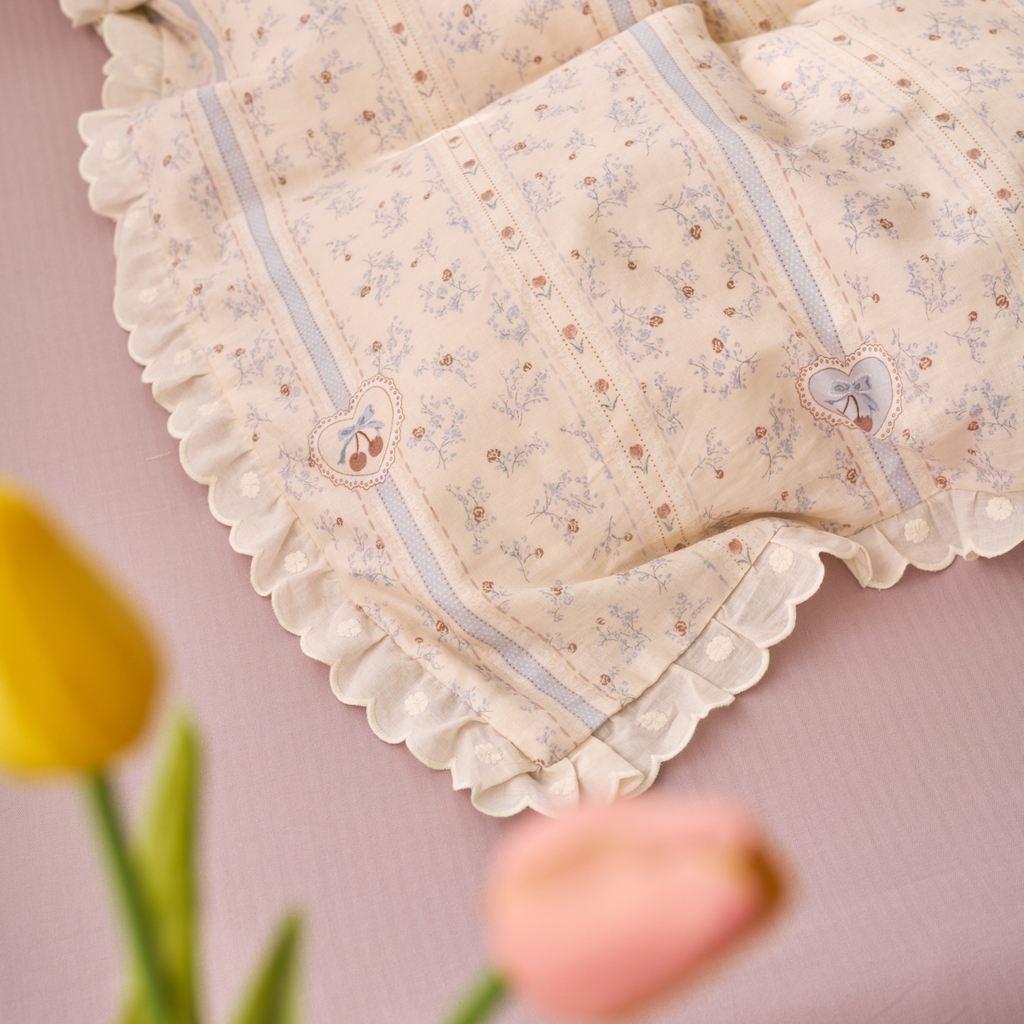 91家纺网 家纺一手货源 找家纺 洋铭区（原狠狠爱） 2025新款花边全棉双层纱四件套 朵朵兰