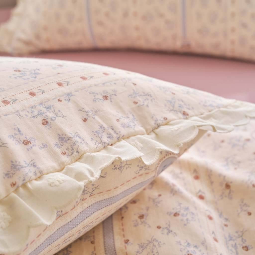 91家纺网 家纺一手货源 找家纺 洋铭区（原狠狠爱） 2025新款花边全棉双层纱四件套 朵朵兰