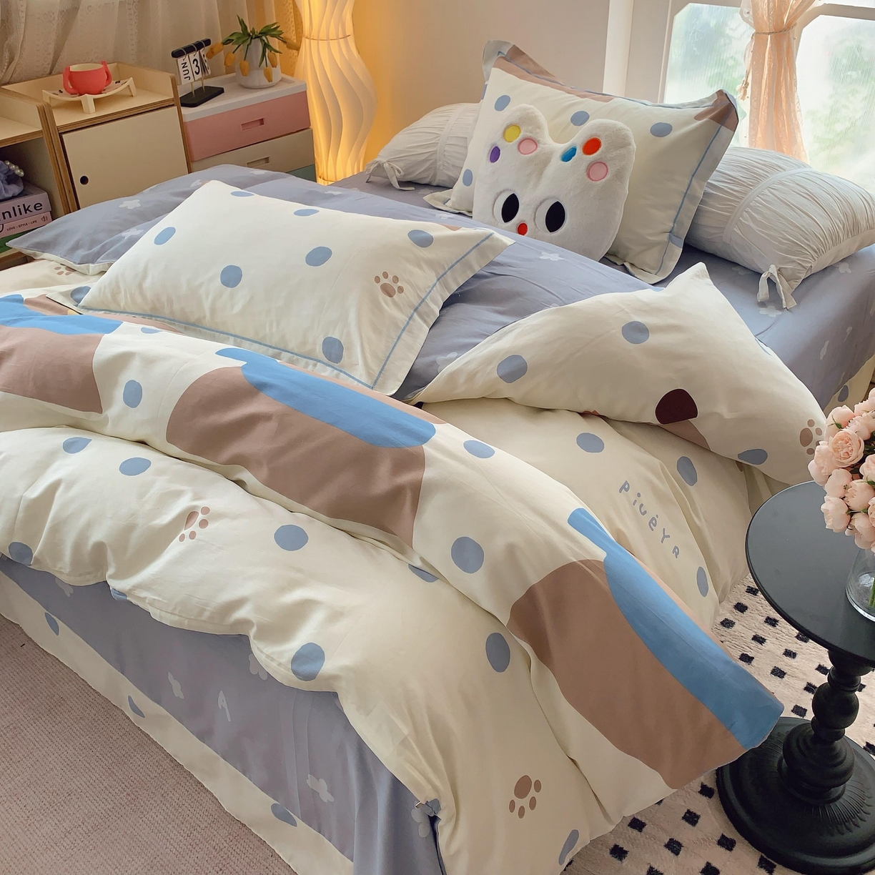 91家纺网 家纺一手货源 找家纺 莱豫家纺 2025新款亲肤舒适小清新印花全棉纯棉四件套-第二批 萌太熊