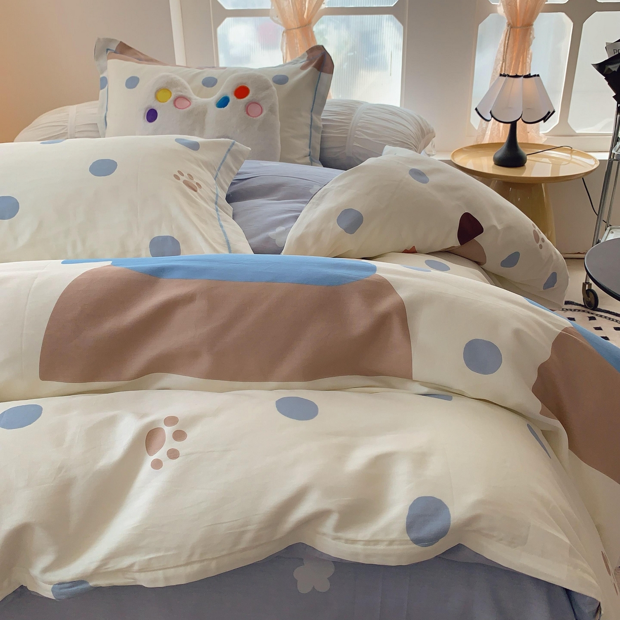 91家纺网 家纺一手货源 找家纺 莱豫家纺 2025新款亲肤舒适小清新印花全棉纯棉四件套-第二批 萌太熊