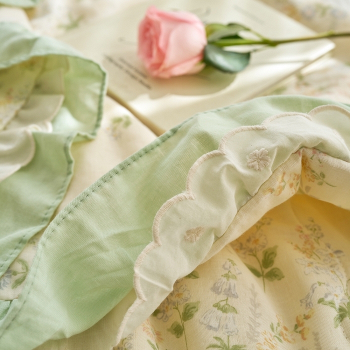 91家纺网 家纺一手货源 找家纺 洋铭区（原狠狠爱） 2025新款A类双层纱双层花边款系列夏被夏凉被空调被 春日樱草