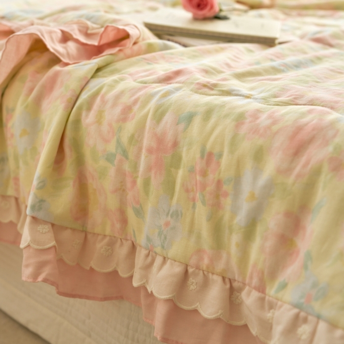 91家纺网 家纺一手货源 找家纺 洋铭区（原狠狠爱） 2025新款A类双层纱双层花边款系列夏被夏凉被空调被 蔷薇花开