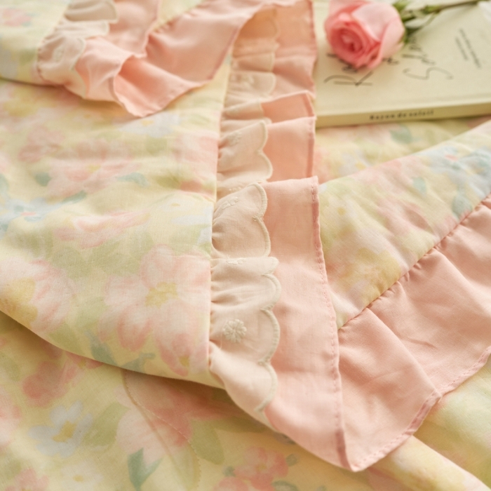 91家纺网 家纺一手货源 找家纺 洋铭区（原狠狠爱） 2025新款A类双层纱双层花边款系列夏被夏凉被空调被 蔷薇花开