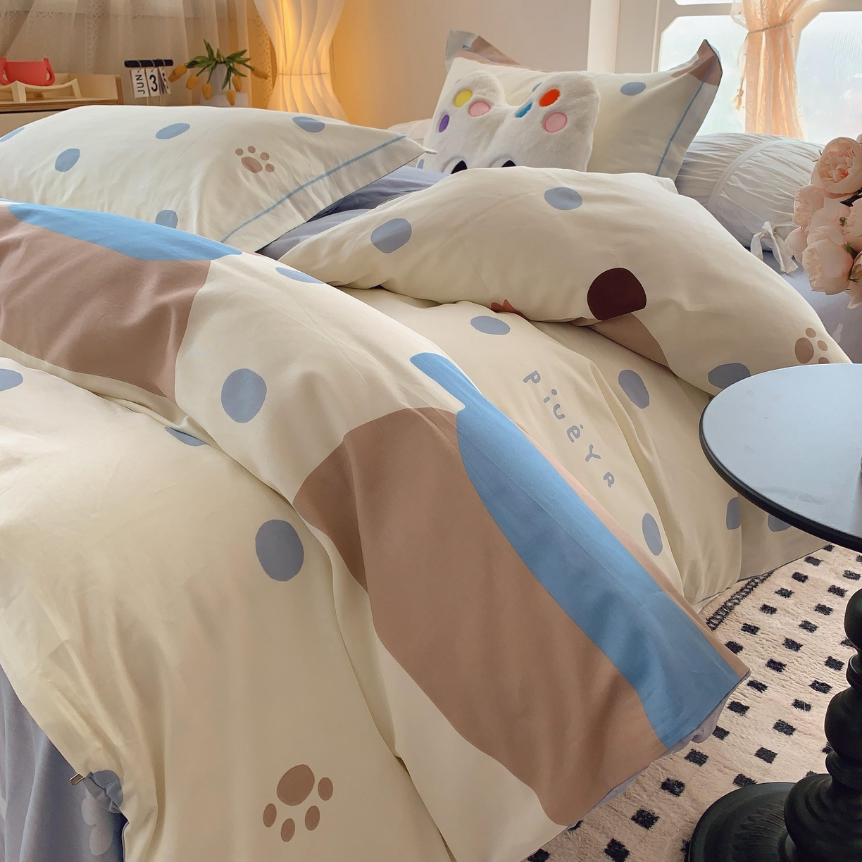 91家纺网 家纺一手货源 找家纺 莱豫家纺 2025新款亲肤舒适小清新印花全棉纯棉四件套-第二批 萌太熊