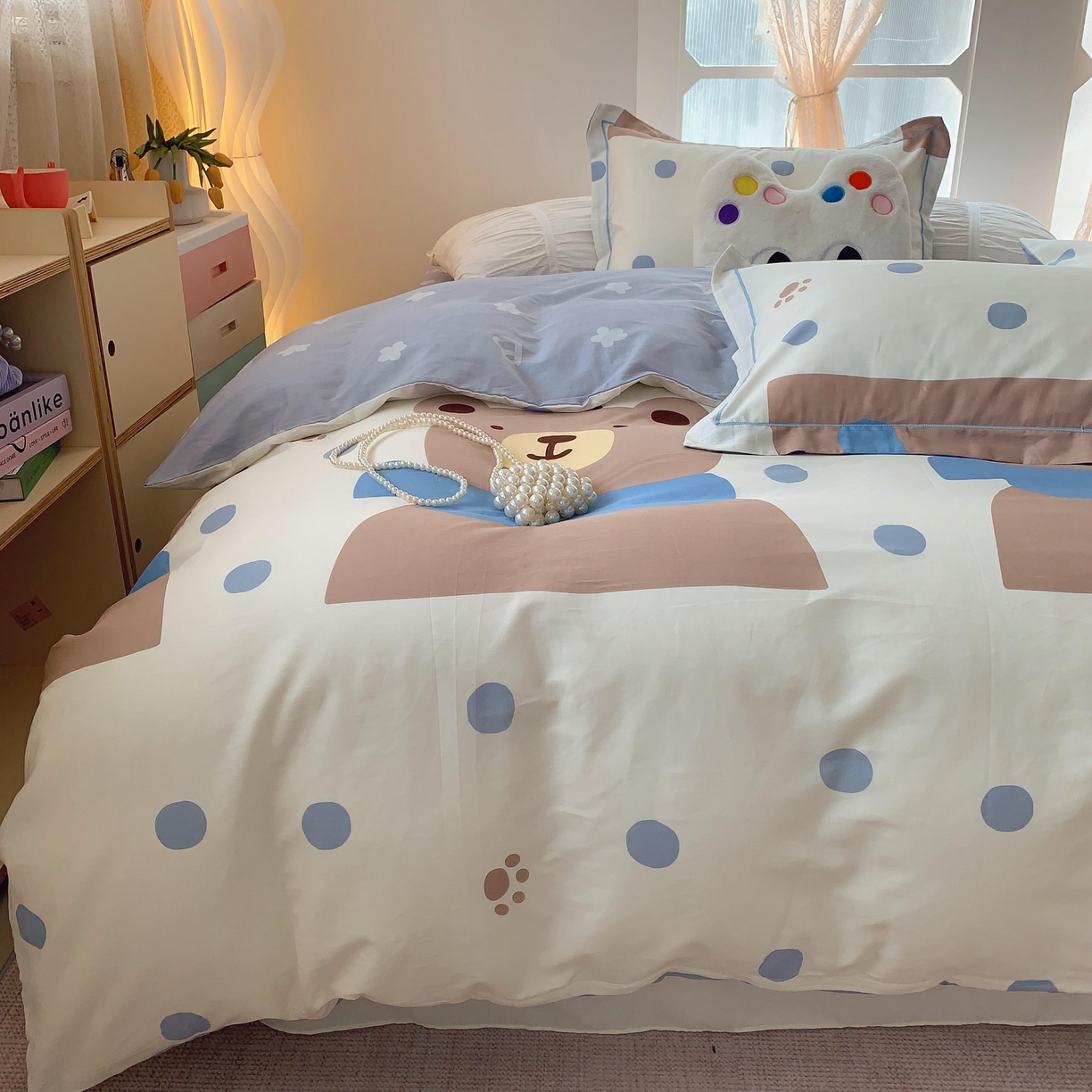 91家纺网 家纺一手货源 找家纺 莱豫家纺 2025新款亲肤舒适小清新印花全棉纯棉四件套-第二批 萌太熊