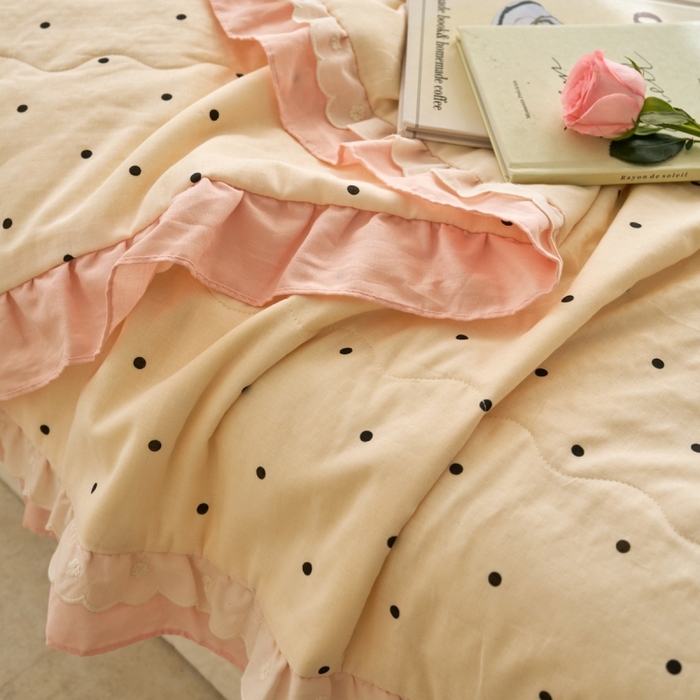 91家纺网 家纺一手货源 找家纺 洋铭区（原狠狠爱） 2025新款A类双层纱双层花边款系列夏被夏凉被空调被 小圆圆