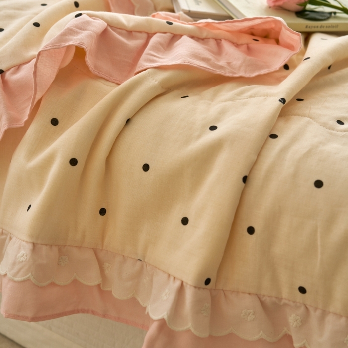 91家纺网 家纺一手货源 找家纺 洋铭区（原狠狠爱） 2025新款A类双层纱双层花边款系列夏被夏凉被空调被 小圆圆