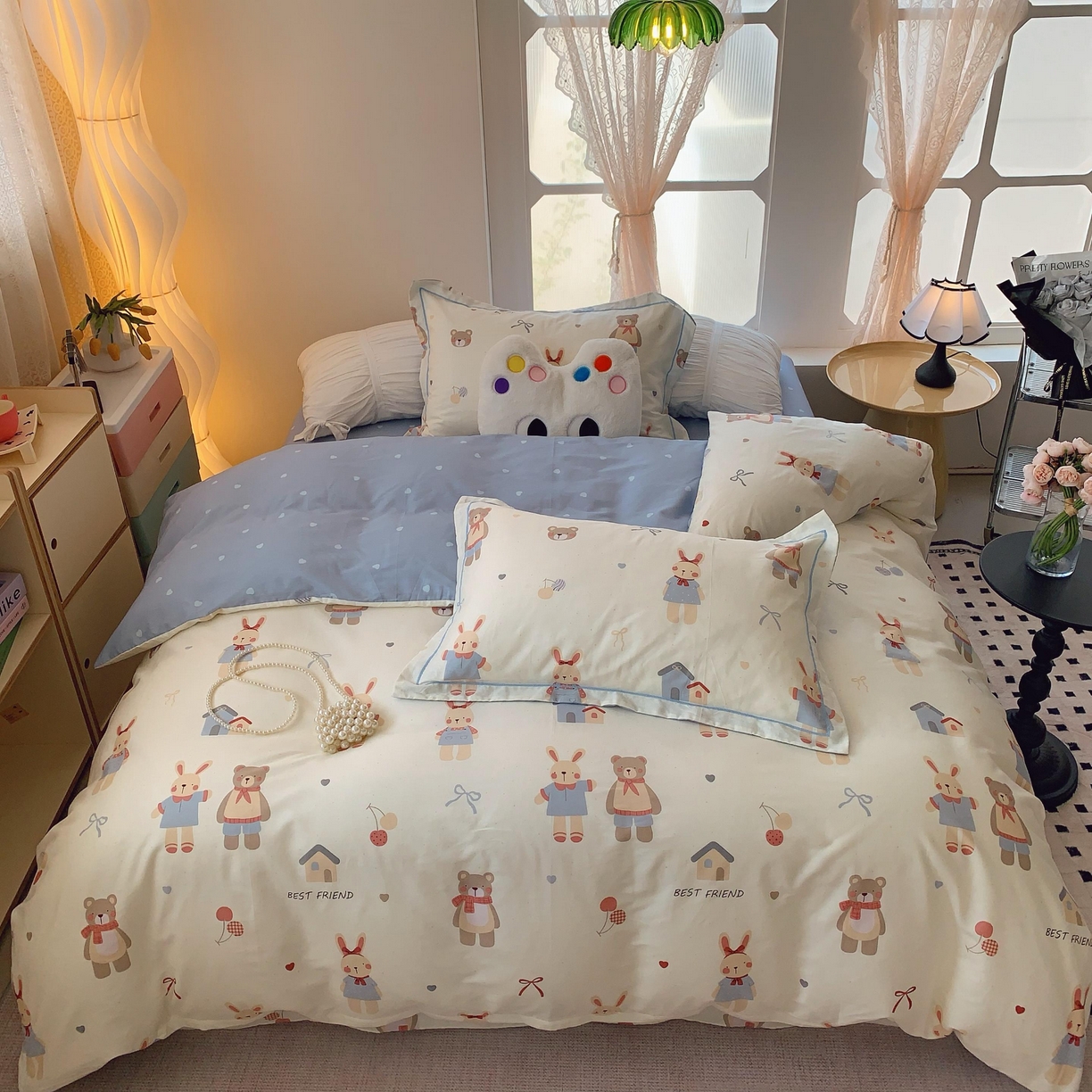 莱豫家纺 2025新款亲肤舒适小清新印花全棉纯棉四件套-第二批 亲密伙伴