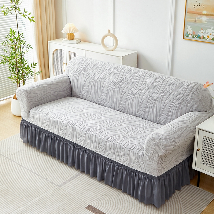 91家纺网 家纺一手货源 找家纺 （总）共鸣沙发套 2025春夏新款水波纹裙摆弹力提花全包万能沙发套单沙发套裙摆款