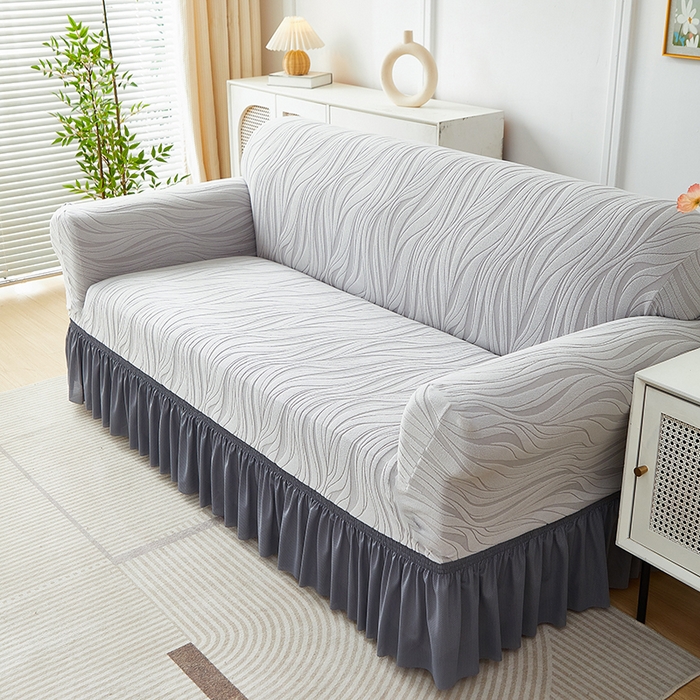 91家纺网 家纺一手货源 找家纺 （总）共鸣沙发套 2025春夏新款水波纹裙摆弹力提花全包万能沙发套单沙发套裙摆款