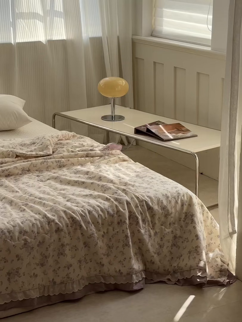 91家纺网 家纺一手货源 找家纺 洋铭区（原狠狠爱） 2025新款A类双层纱双层花边款系列夏被夏凉被空调被 繁花紫紫