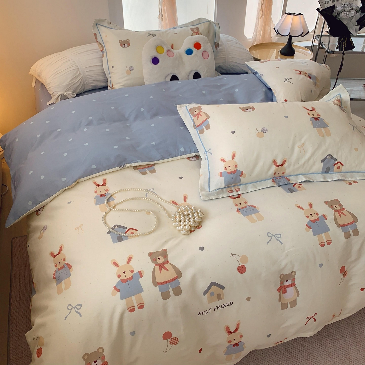 91家纺网 家纺一手货源 找家纺 莱豫家纺 2025新款亲肤舒适小清新印花全棉纯棉四件套-第二批 亲密伙伴