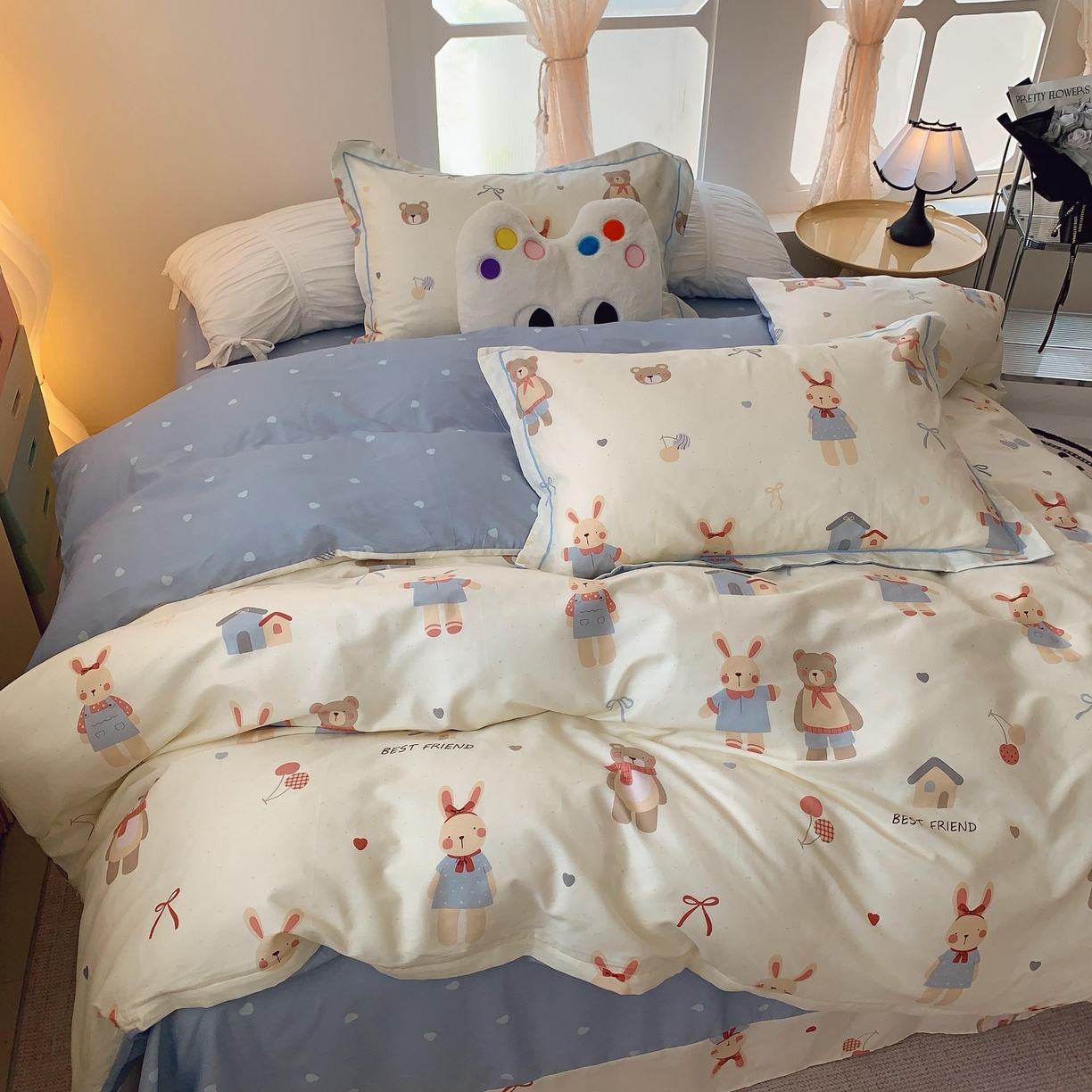 91家纺网 家纺一手货源 找家纺 莱豫家纺 2025新款亲肤舒适小清新印花全棉纯棉四件套-第二批 亲密伙伴