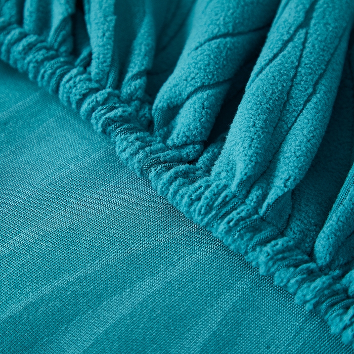 91家纺网 家纺一手货源 找家纺 共鸣沙发套 2025春夏新款水波纹弹力提花全包万能沙发套单沙发套全包款 橄榄绿